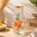 پارچ پیرکس درب بامبو شیاردار